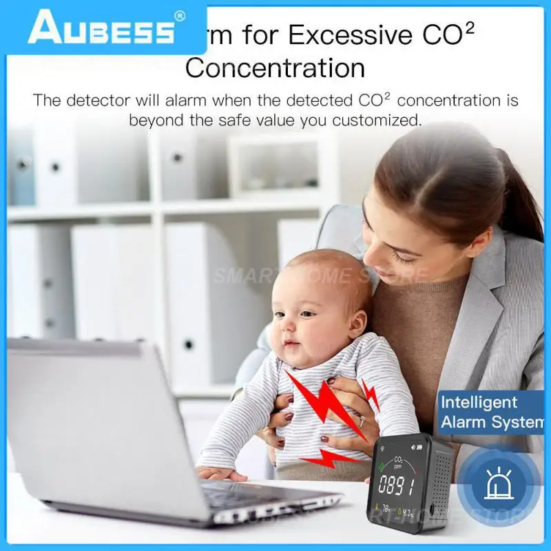 

Wifi Temperature And Humidity Sensor 3 In 1 Air Quality Sensor Tuya Smart Life App Smart Home Automation Co2 Monitor Detect