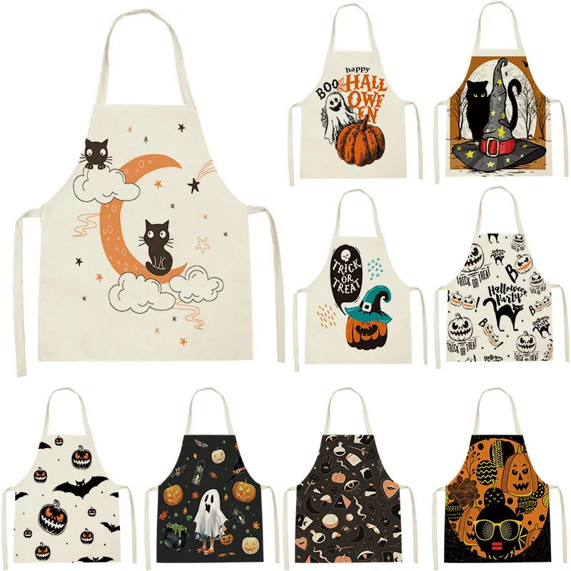 

Halloween Apron Kitchen Anti-fouling Adjustable Size Party Apron for Adult Children Atmosphere Costume Props