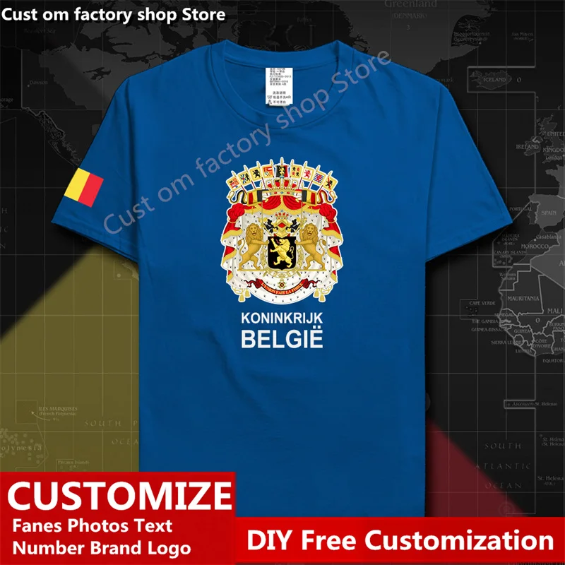 

Футболка с флагом Бельгии, футболка на заказ, Джерси с логотипом фаната, бренда, хлопковые футболки, мужские и женские свободные повседневны...