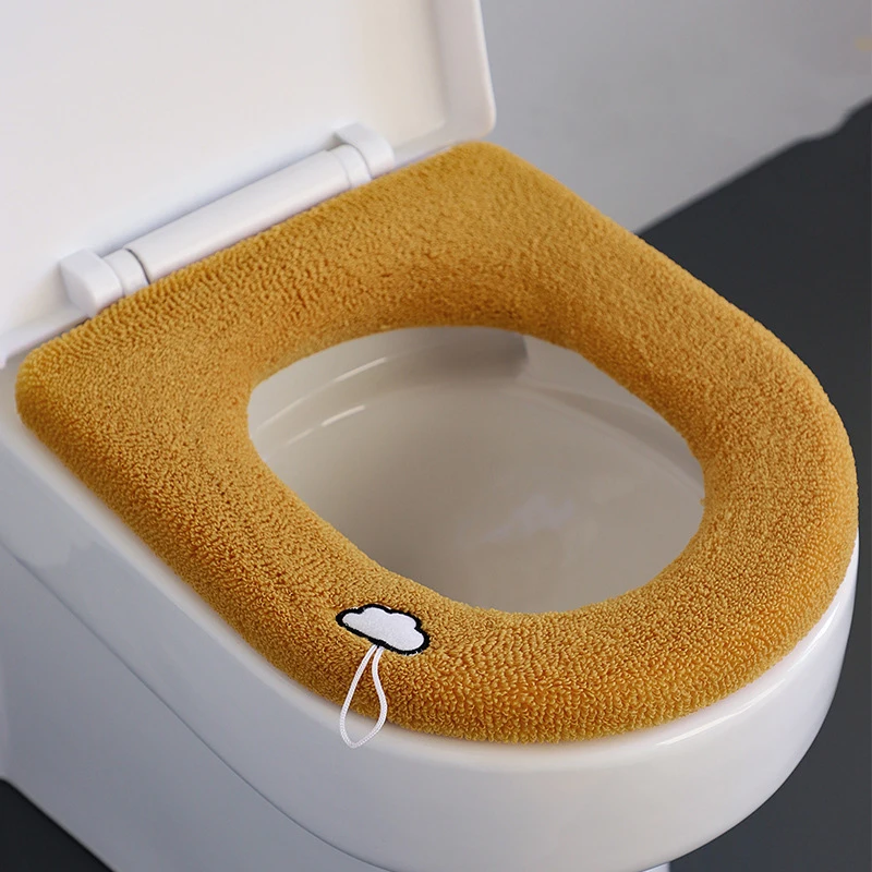 

Winter Warm Toilet Mat Bathroom Toilet Pad Cushion with Handle Thicker Soft O-shape Home Decor Toilet Seat Cover Warm Heat Pad