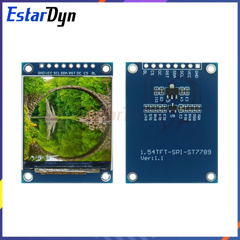 

Estardyn 1.54 Inch 1.54" Full Color TFT Display Module HD IPS LCD LED Screen 240x240 SPI Interface ST7789 For Arduino