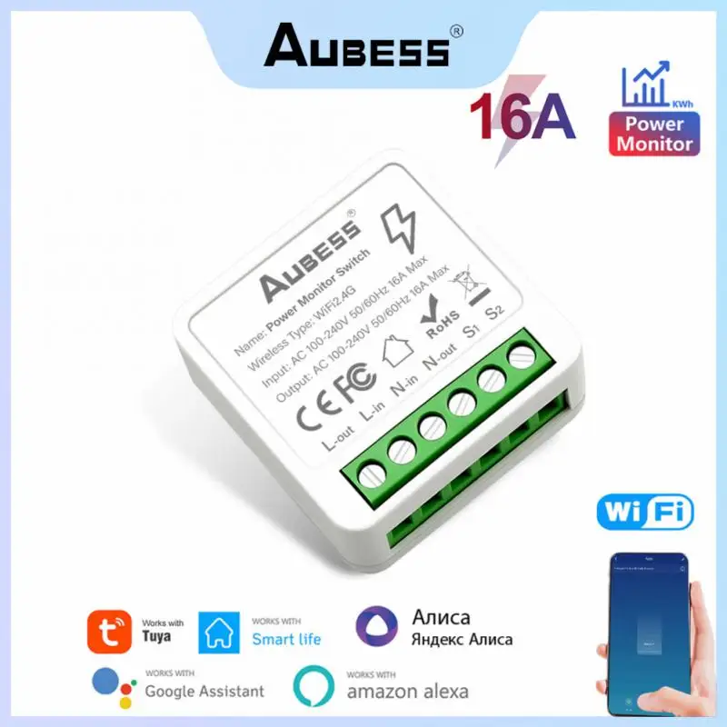 

Умный Wi-Fi переключатель Aubess Tuya с монитором энергии 16 А, двухсторонний переключатель с поддержкой Alexa, Google Home, Alice