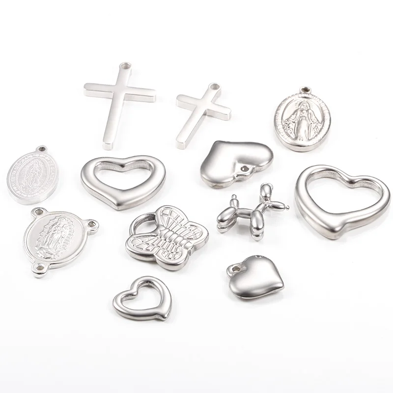 

Stainless Steel Heart Cross Pendant For Jewelry Making Supplies DIY Fashion Necklace Bracelet Accessories Organizer Findings