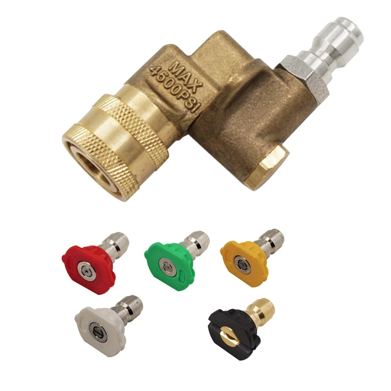 

1/4In Quick Connect Pivoting Coupler Adjustable Adapter W/5 Spray Nozzles Copper Connection For High Pressure Car Washer-Boom
