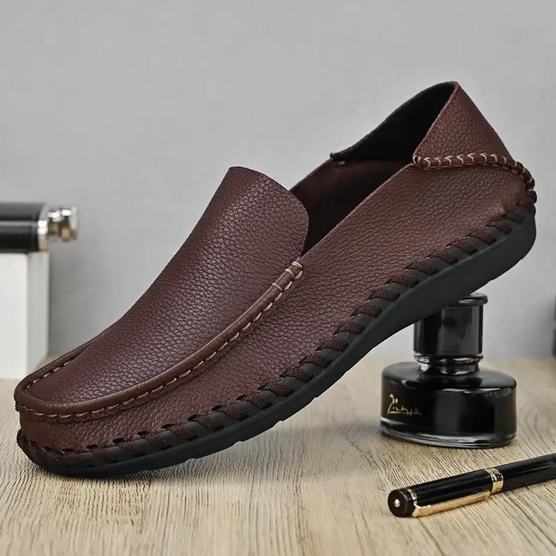 

Loafers Genuine Leather 2023 Spring New Men's Soft Bottom Slip-on Crocodile Pattern Casual Shoes British Lazy Driving