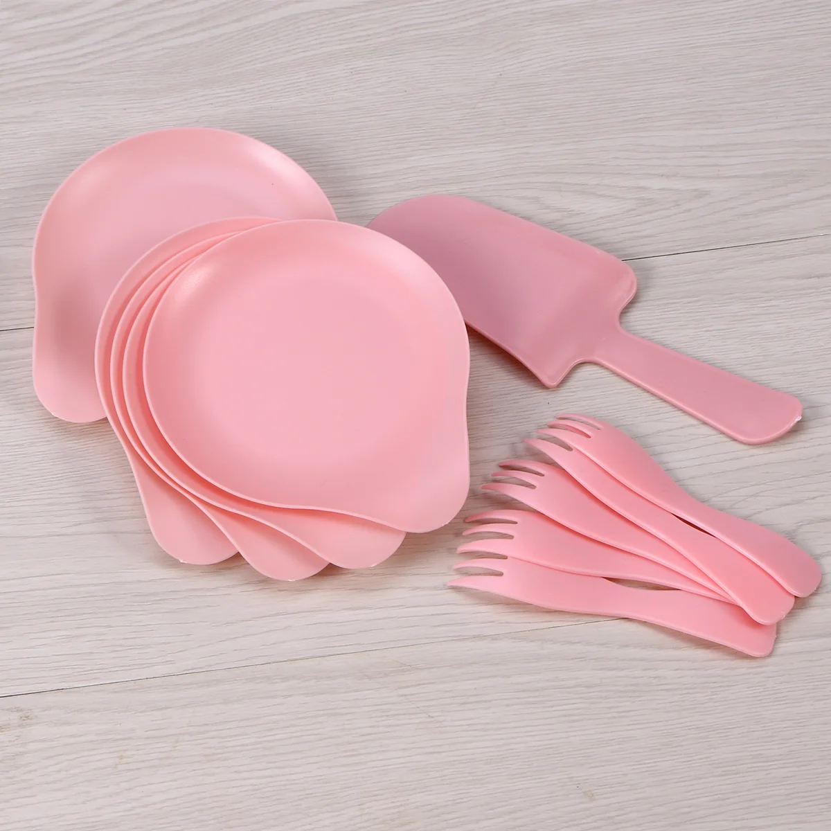 

48pcs/4 Sets Disposable Cake Cutlery Set Plastic Dessert Dinnerware Party Tableware for Wedding Birthday Festival (Pink, 1 5