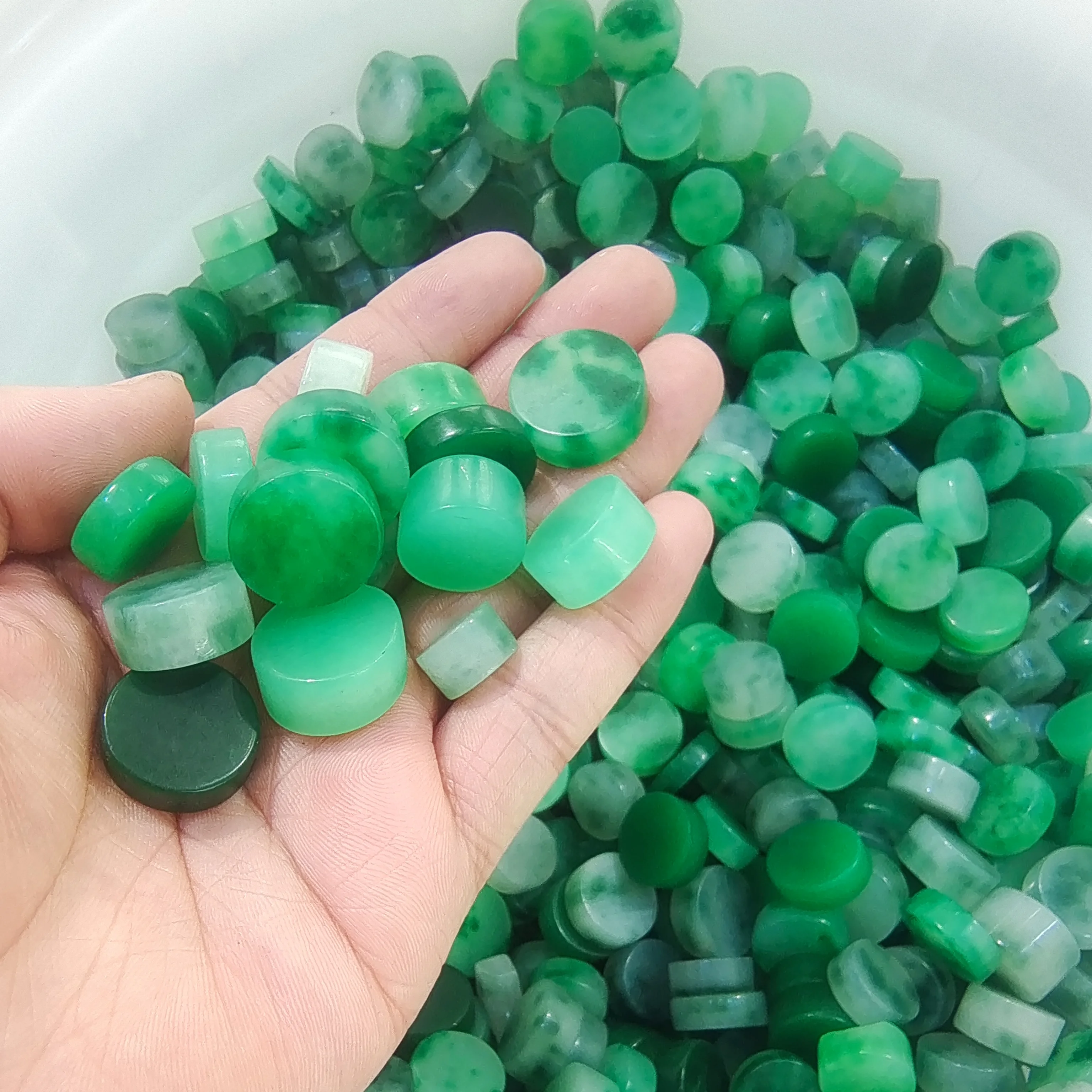 

9-11 мм натуральный зеленый нефритовый вафель Jadeite Septa изумрудные ювелирные изделия Модные очаровательные аксессуары DIY