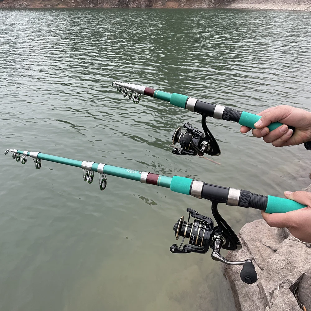 

GHOTDA Portable Telescopic Fishing Pole Travel Combo 1.8-3.6M Fishing Rod and Spinning Reel BLACK 2000-5000 Series