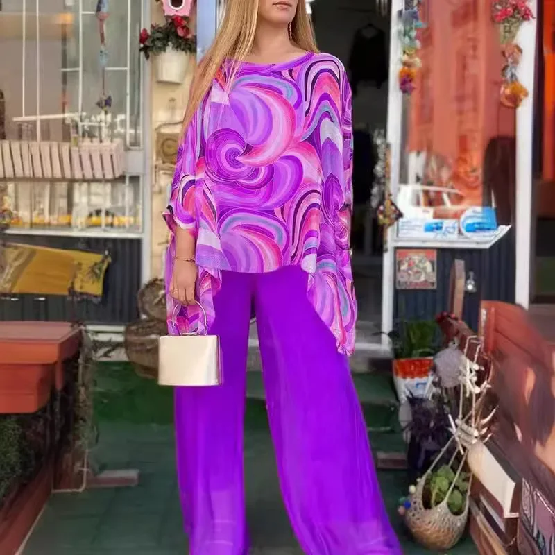 2024 новая уличная повседневная женская красочная цветная шифоновая футболка с