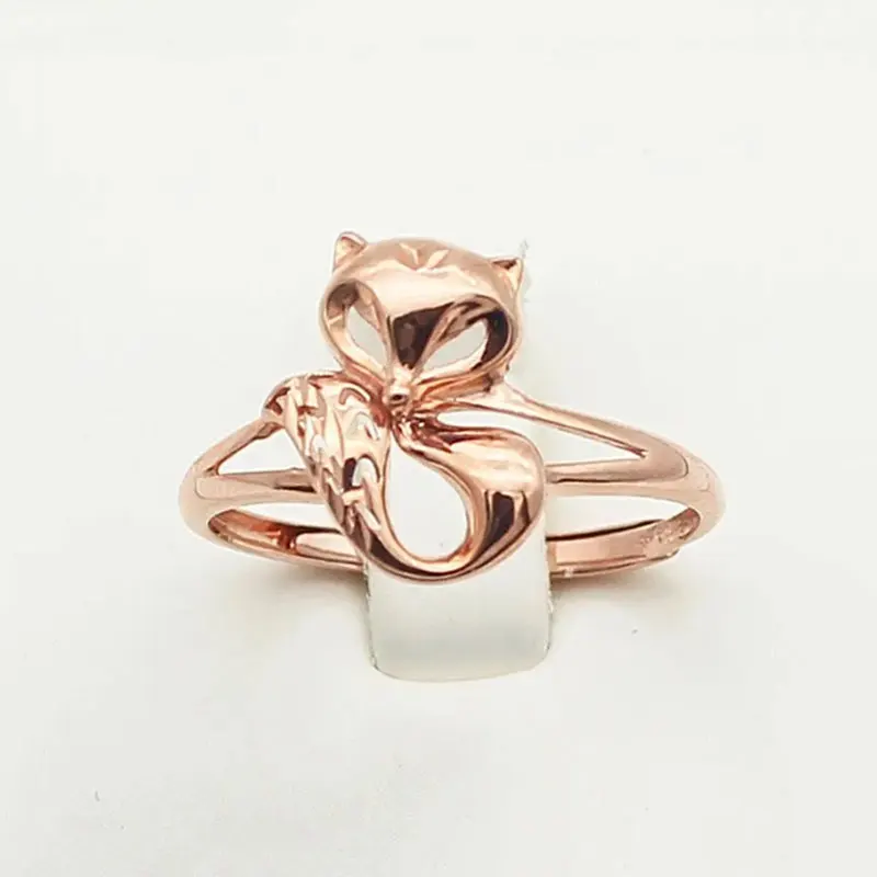 

Russia 585 Purple Gold Shiny 14K Rose Foxer Ring Simple All-Match Ladies Ring