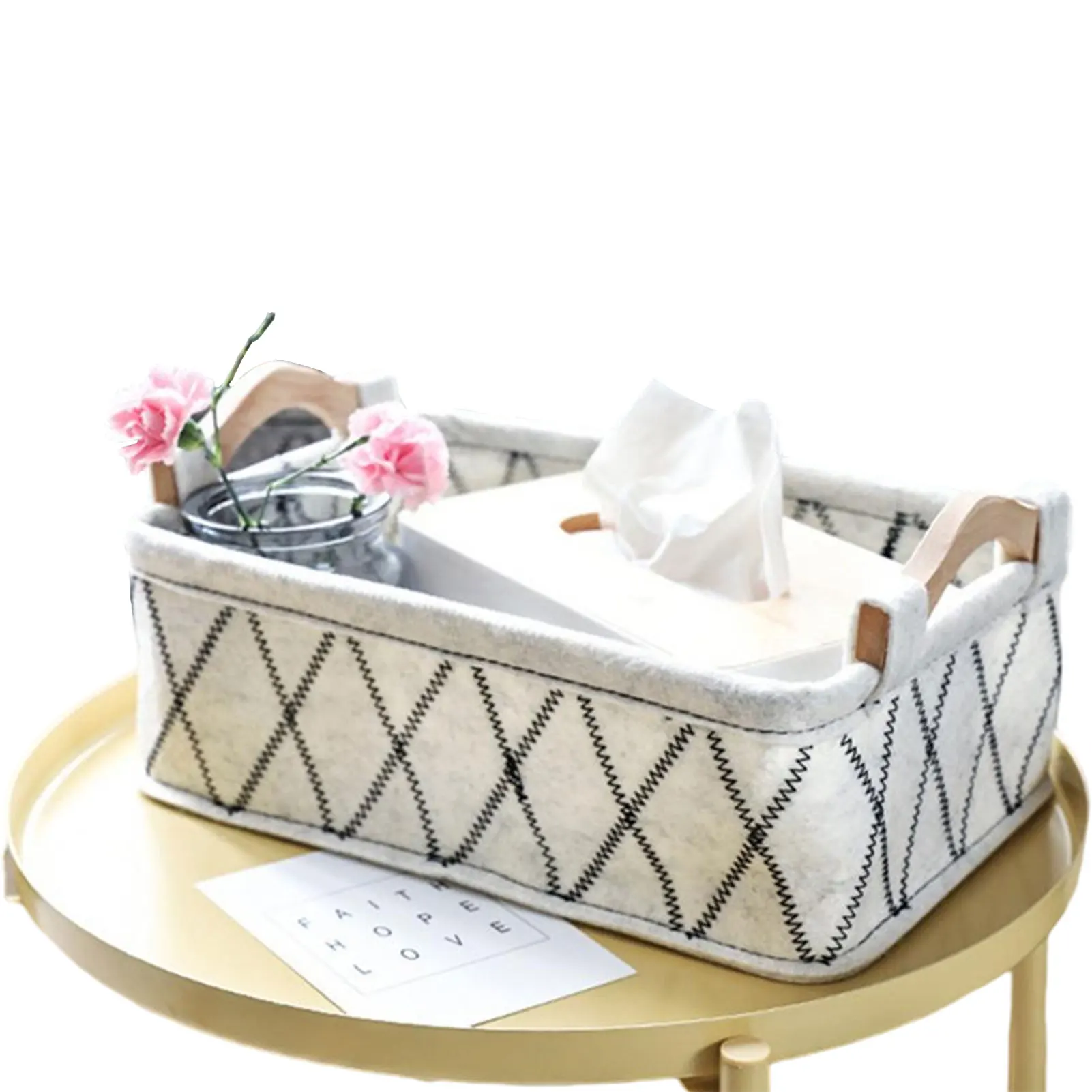 

Felt Storage Basket Large Felt Container Box Durable Felt Container Box Easy To Grip Space-saving Foldable Home Organizer Box