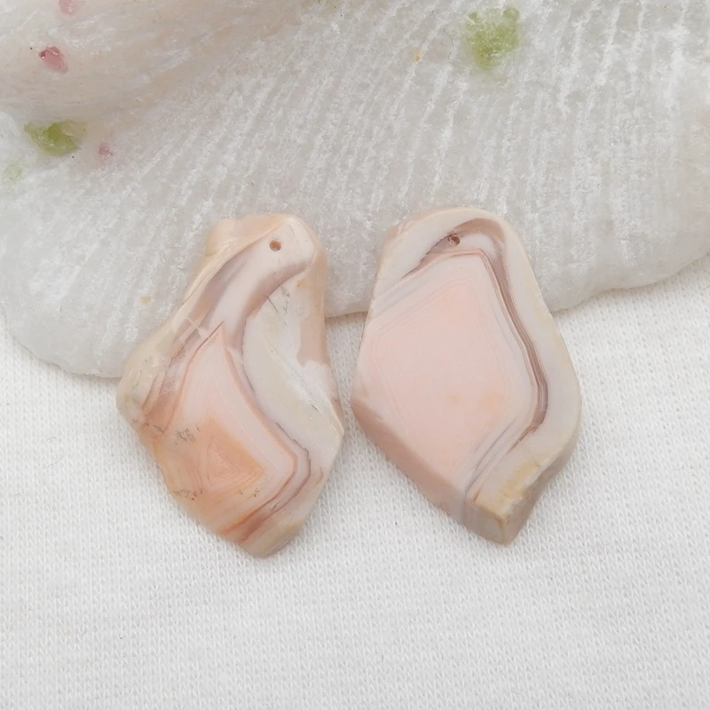 

Natural nugget Agate Drilled Earring beads Pair, stone for Earrings making27x19/18x3mm4.9g