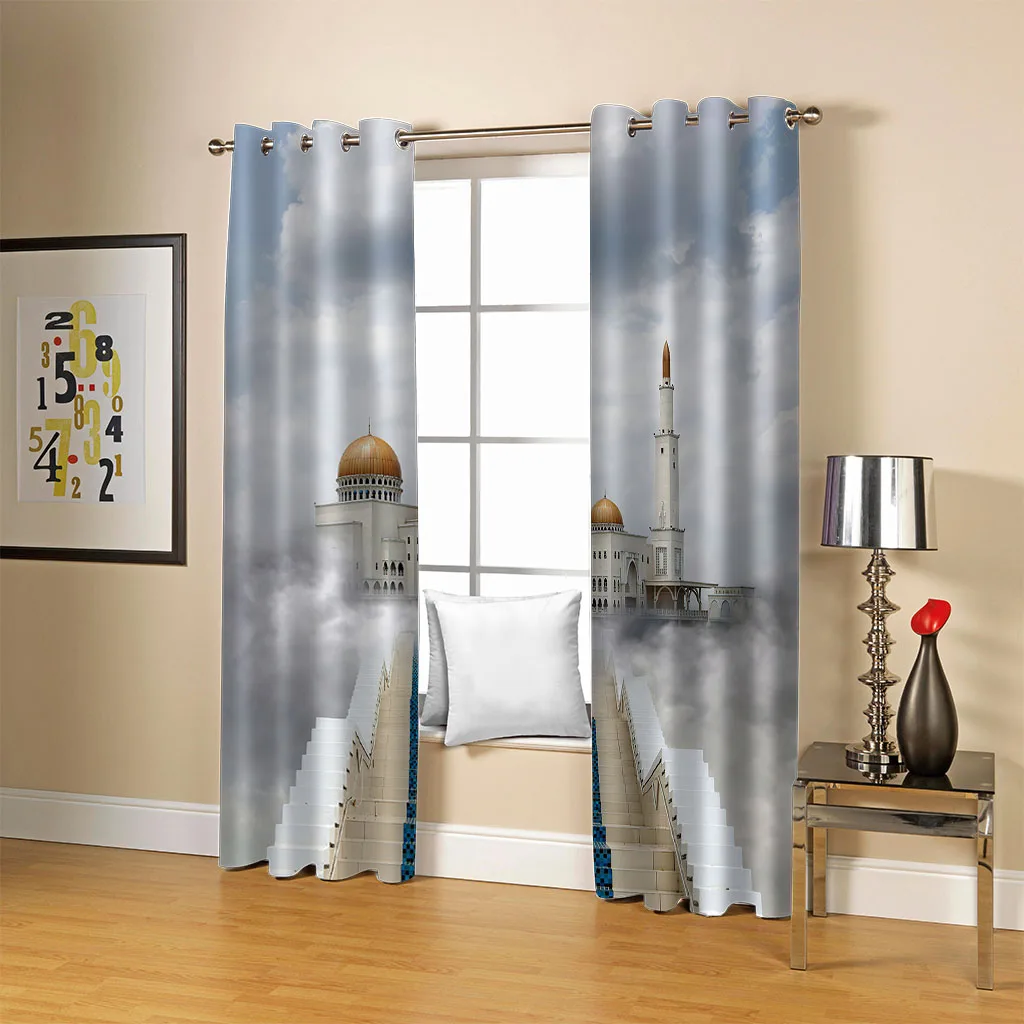 Customized Curtains For Bedroom Castle Architecture Landscape Pattern Blackout Print Thermal Insulated Eyelet Livi