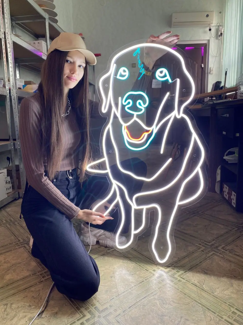 Labrador neon sign - Labrador retriever, Golden retriever, Personalized dog art, Golden retriever art, pet sympathy gift, Custom