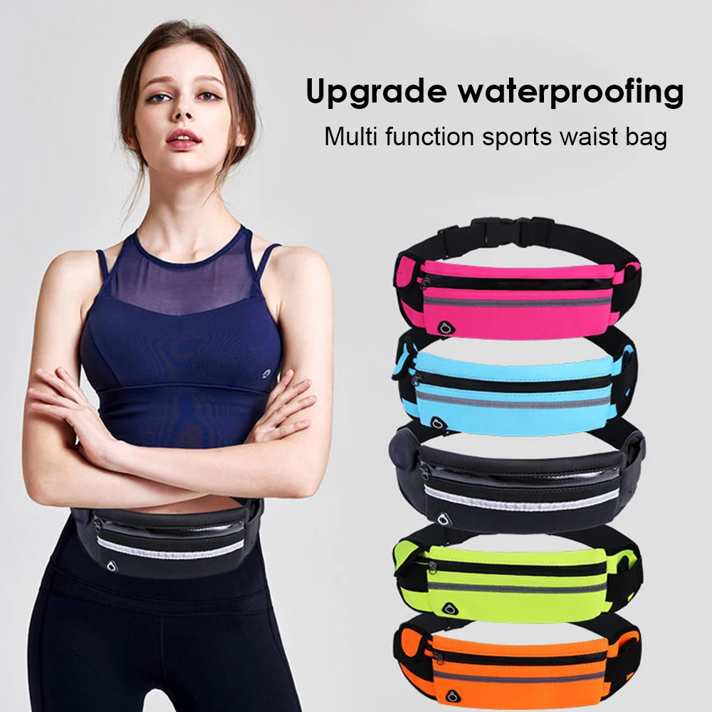 

Sport Running Waist Bag Outdoor Cycling Fitness Exercise Waist Bag with Earphone Hole Carrying Water Bottle Casual Belt Bag