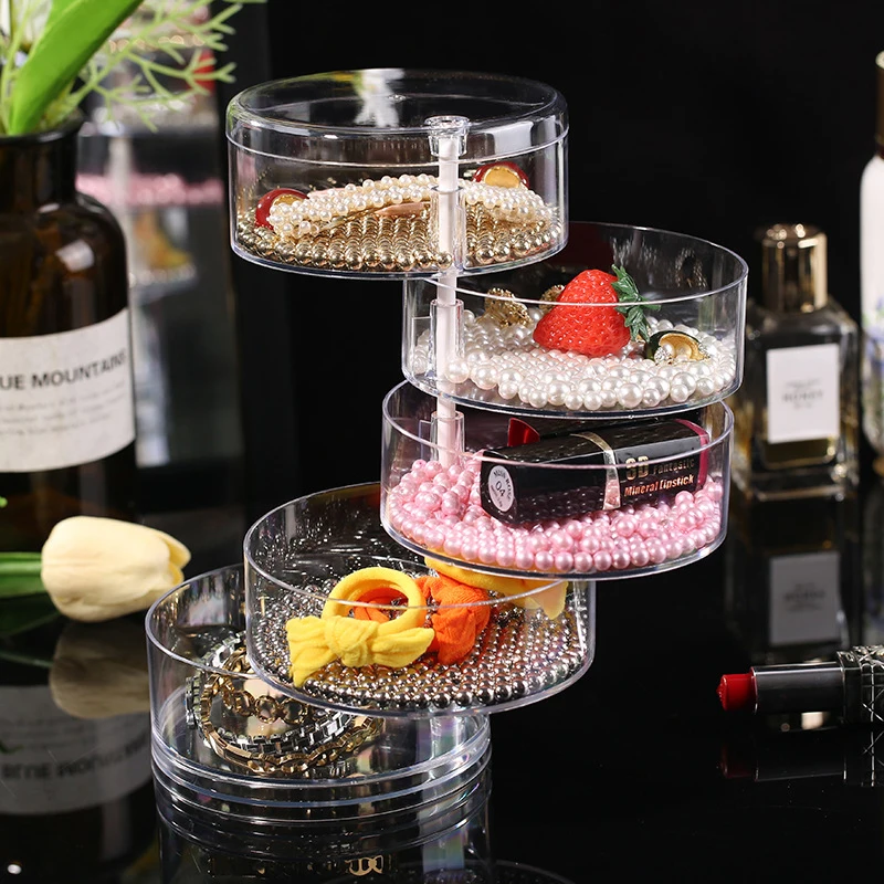 Прозрачная вращающаяся Пылезащитная шкатулка для ювелирных изделий