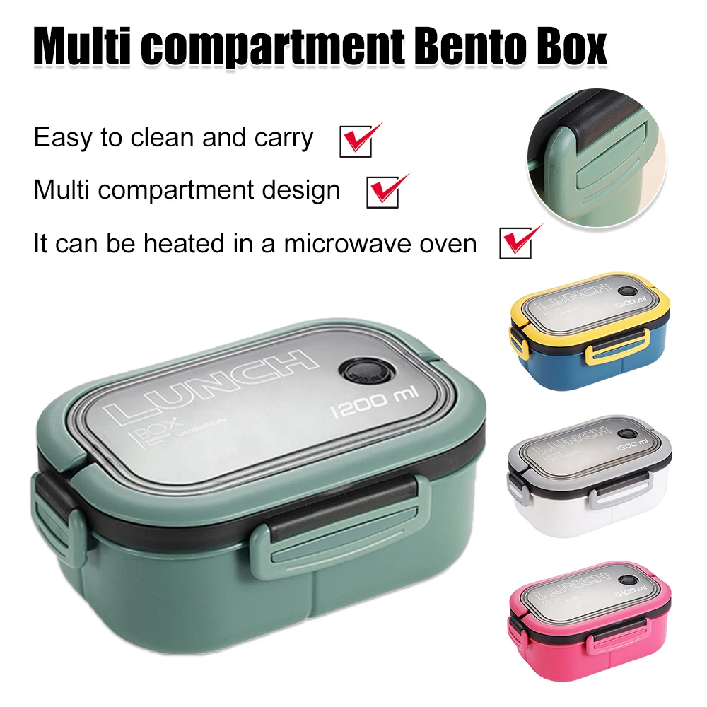 

1200ml Lunch Bento Box For School Kids Office Worker Leak-proof Microwae Heating Lunch Container Portable Fruit Food Storage Box