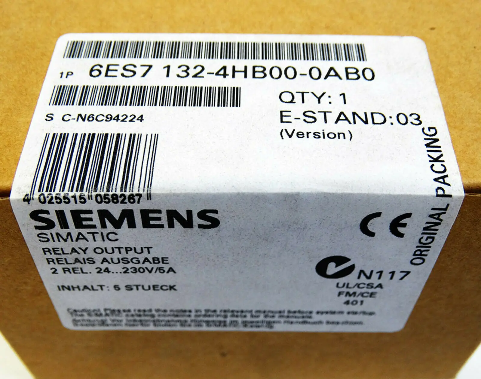 

Brand New Siemens 6ES7132-4HB00-0AB0 6ES7132 4HB00 0AB0