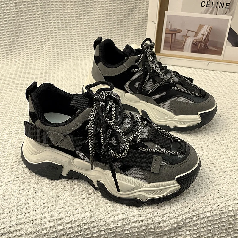 

Size 35-40 Women Fashion Chunky Sneakers Casual Trainers Mesh Breathable Comfortable Walking Sports Female Dad Shoes