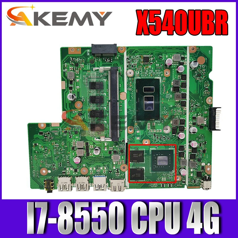 

Akemy X540UBR notebook motherboard For ASUS X540UV X540UB X540UBR laptop motherboard mainboard with I7-8550U CPU 4GB RAM 2GB GPU