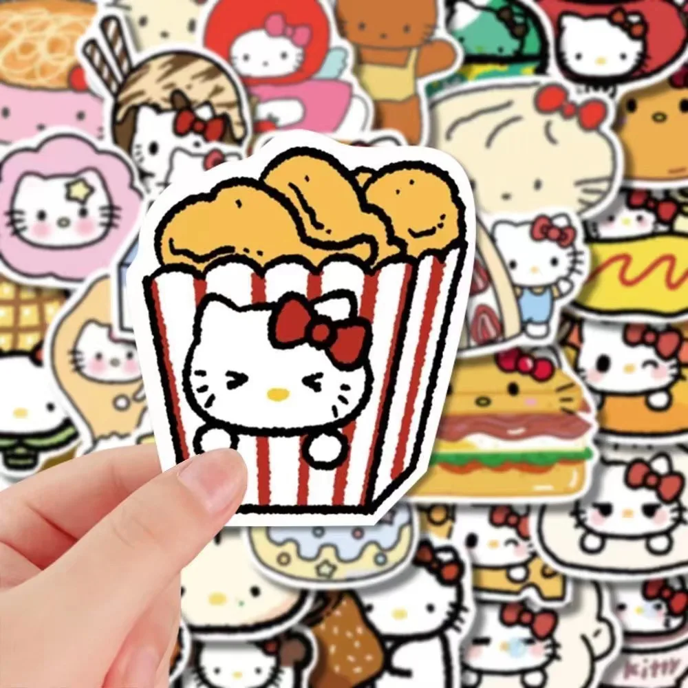 Стикеры Sanrio Мультяшные с едой Hello Kitty 10/50/100/190 шт. кавайные детские игрушки сделай