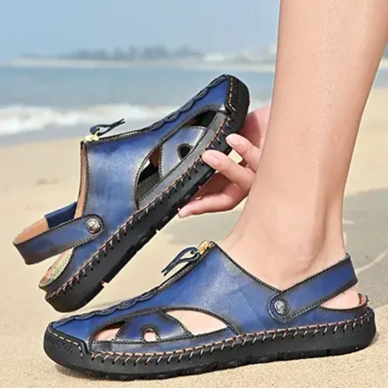 Винтажные Мужские Сандалии На Толстой Подошве С Застежкой-молнией Спереди