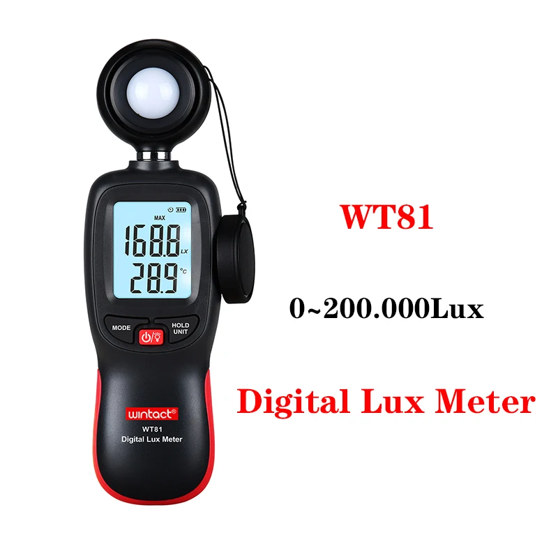 5PCS WINTACT Digital Lux Meter WT81 Luxmeter Pocket Light Meter 0~200 Lux Handheld Illuminometer Sensor Photometer Measuring
