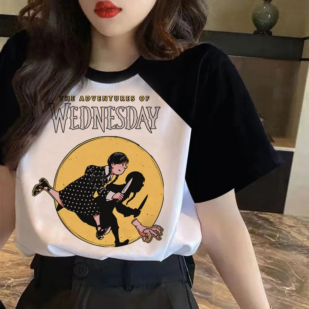 

Wednesday Addams Tee women harajuku designer Y2K t shirt female anime comic graphic clothes