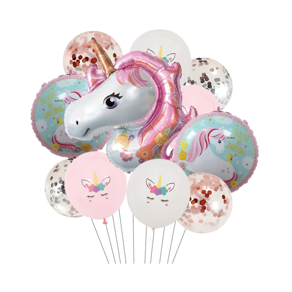 

Unicorn Birthday Balloons Set For Girls 11PCS/PACk Latex Confetti Balloons Kids Unicorn Decoration Balloons Party Supplies