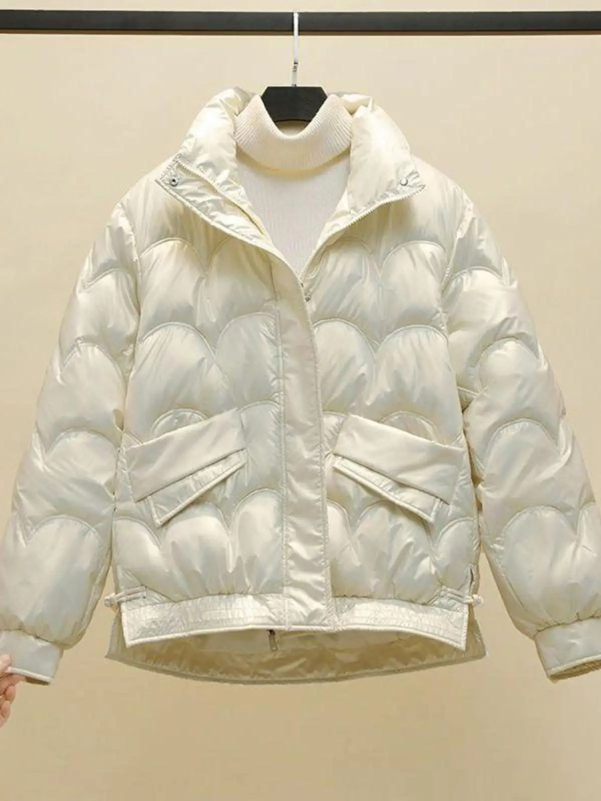 Off Season Disposable Bright Surface down Jacket Cotton-padded Clothes Women Short 2024 Winter New Korean Sle Loose Cotton-...