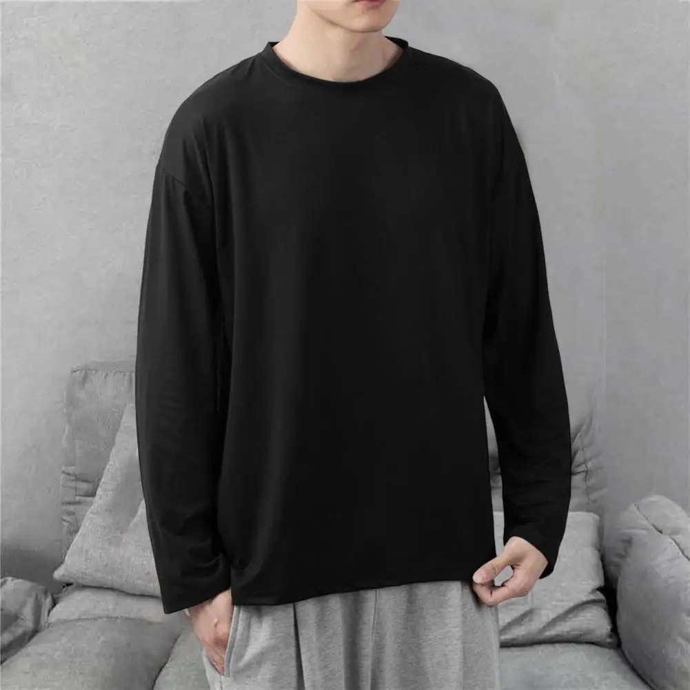 

Autumn Top Men O-Neck Long Sleeves T-shirt Spring Autumn Solid Color Bottoming Pullover Sweatshirt Male Clothing Streetwear