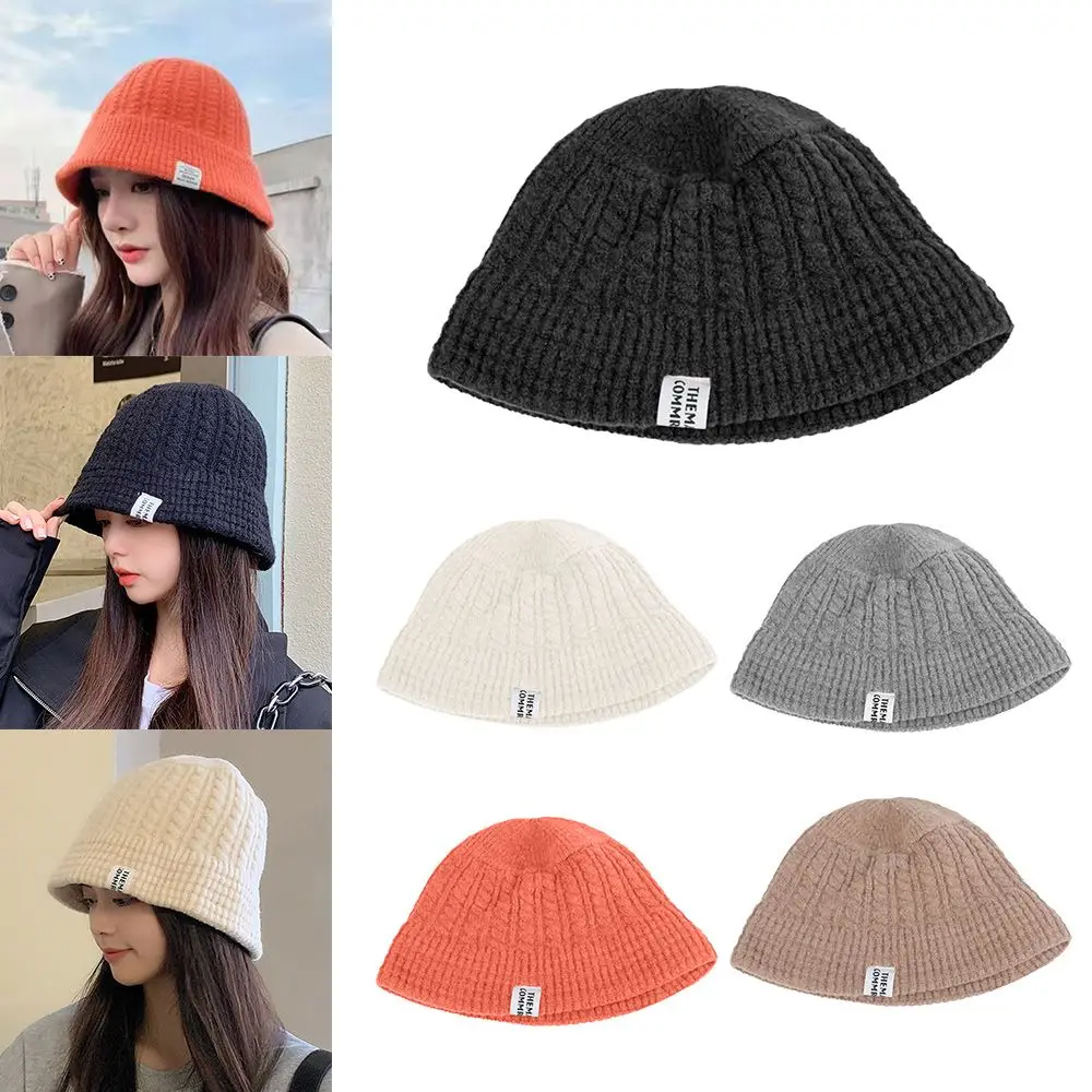 

New Korean Version Autumn Winter Warm Skullcaps Knitted Fisherman Hat Cuff Beanies Beanie Hat