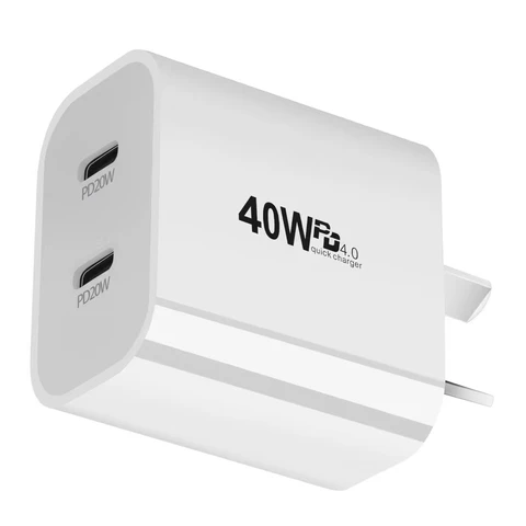 Настенное Зарядное Устройство USB C, Двухпортовый Адаптер 20 Вт, Быстрая Зарядка PD Для iPhone 11/12/13/14/15 — 2 Шт.