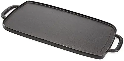 

Cast Iron Double Burner Reversible Grill/Griddle, 17" x 10.5", Black