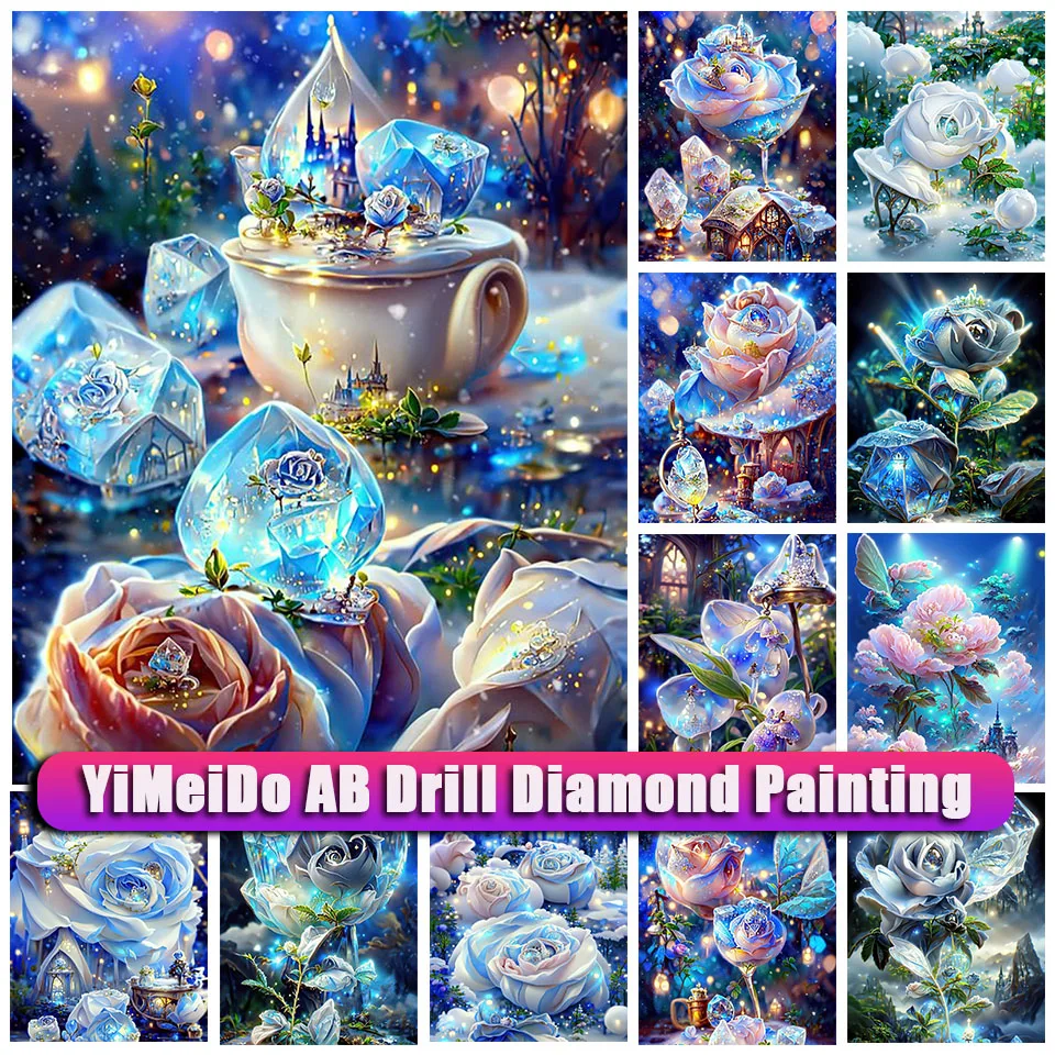 

YiMeido AB Diamond Painting Rose.flower picture Zipper Bag Diamond Mosaic Crafts Embroidery Art Rhinestone Home Decoration Gift