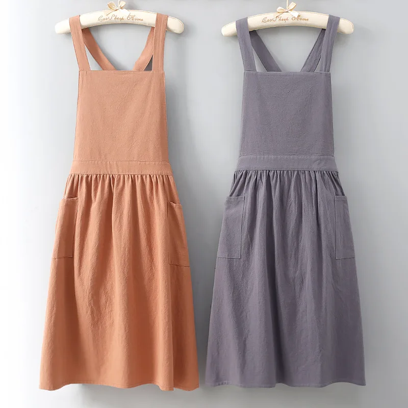 

Florist Apron Kitchen Cooking Women Making Aprons Home Cotton Linen Household Work Shop Gardening Coffee Studio For Women's Bib