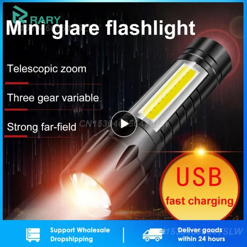 

1~10PCS Mini Rechargeable LED Flashlight COB+XPE Portable Torch Camping Lantern Zoomable Focus Light Tactical Flashlight with