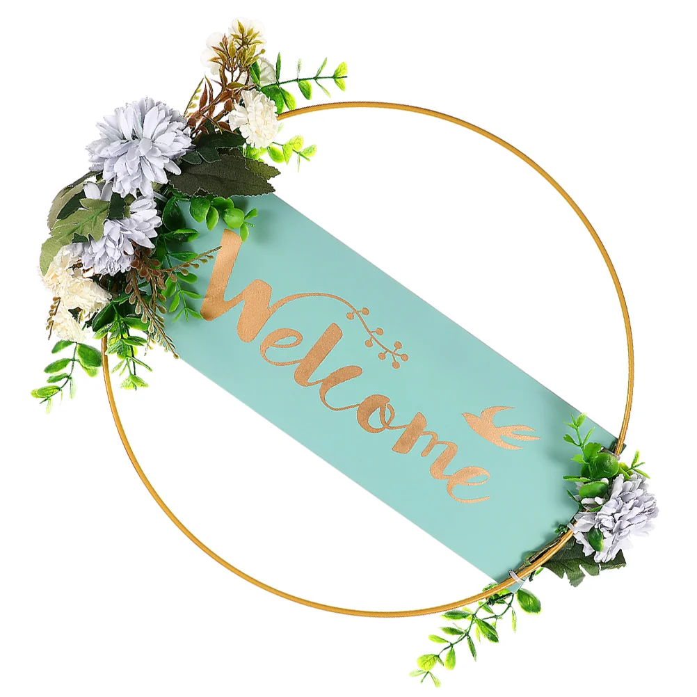 

Welcome Sign Hanging Wall Front Door Porch Outdoor Wreaths Plaque Signs Decorations Decor Wooden Farmhouse Spring Round Rustic