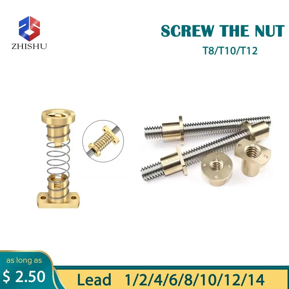 

Винт T8, анти-обратный противоударный пружинный резьбовой стержень, латунная гайка, устранение зазора для 8 мм, используется для обновления ...