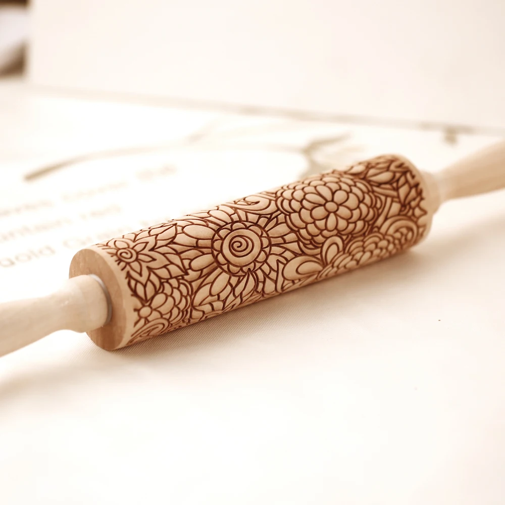 

Arjmide Deep Engraved Wooden Embossed Cookies Flower Rolling Pin for Baking 3D Cookie Mold Rolling Pins With Pattern ZM026