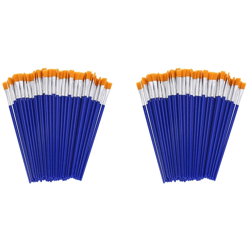 

PPYY-200 Pcs Flat Paint Brushes,Small Brush Bulk For Detail Painting,Nylon Hair Brushes Acrylic Oil Watercolor Fine