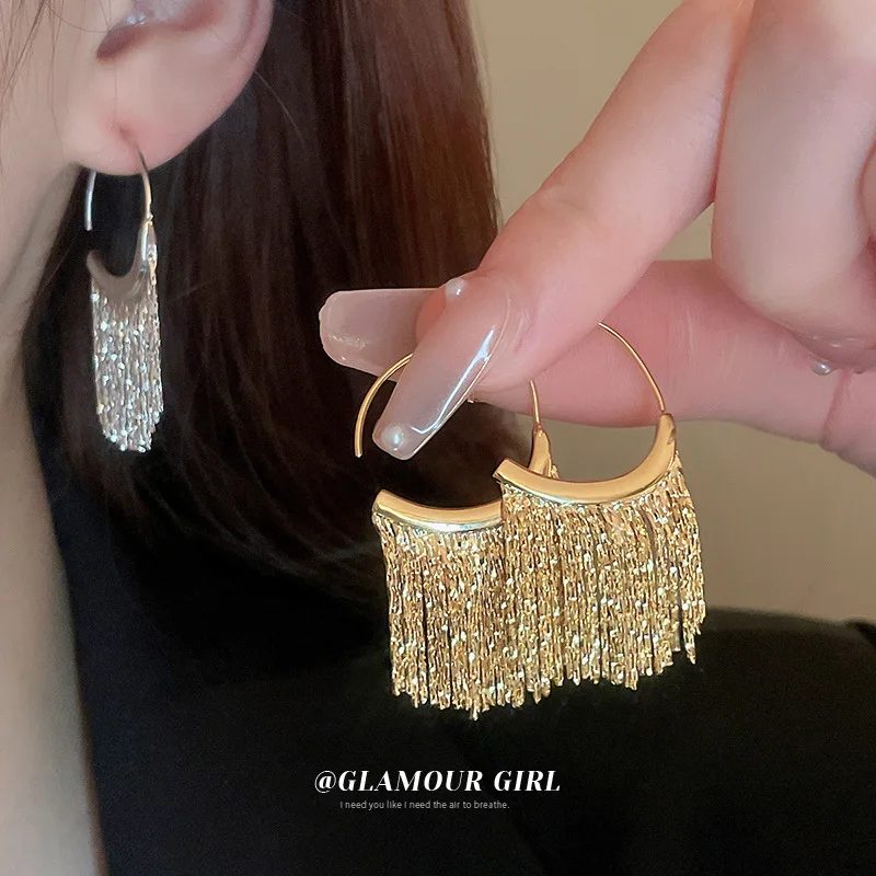

Fashion Luxury Metal Tassel Earrings 2023 New Trendy Design Retro Exquisite Personality Earrings for Women Party Jewelry