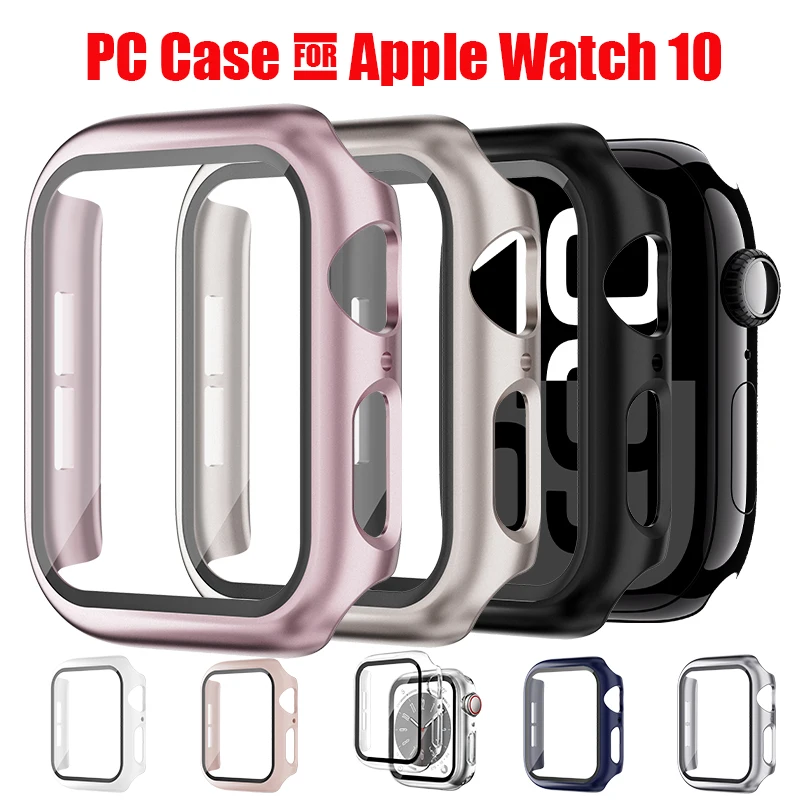 Фото Чехол для ПК для Apple Watch, чехол 42 мм, 46 мм, жесткий, с полным покрытием, с высококачественной защитой экрана из закаленного стекла для apple iwach 10 №1