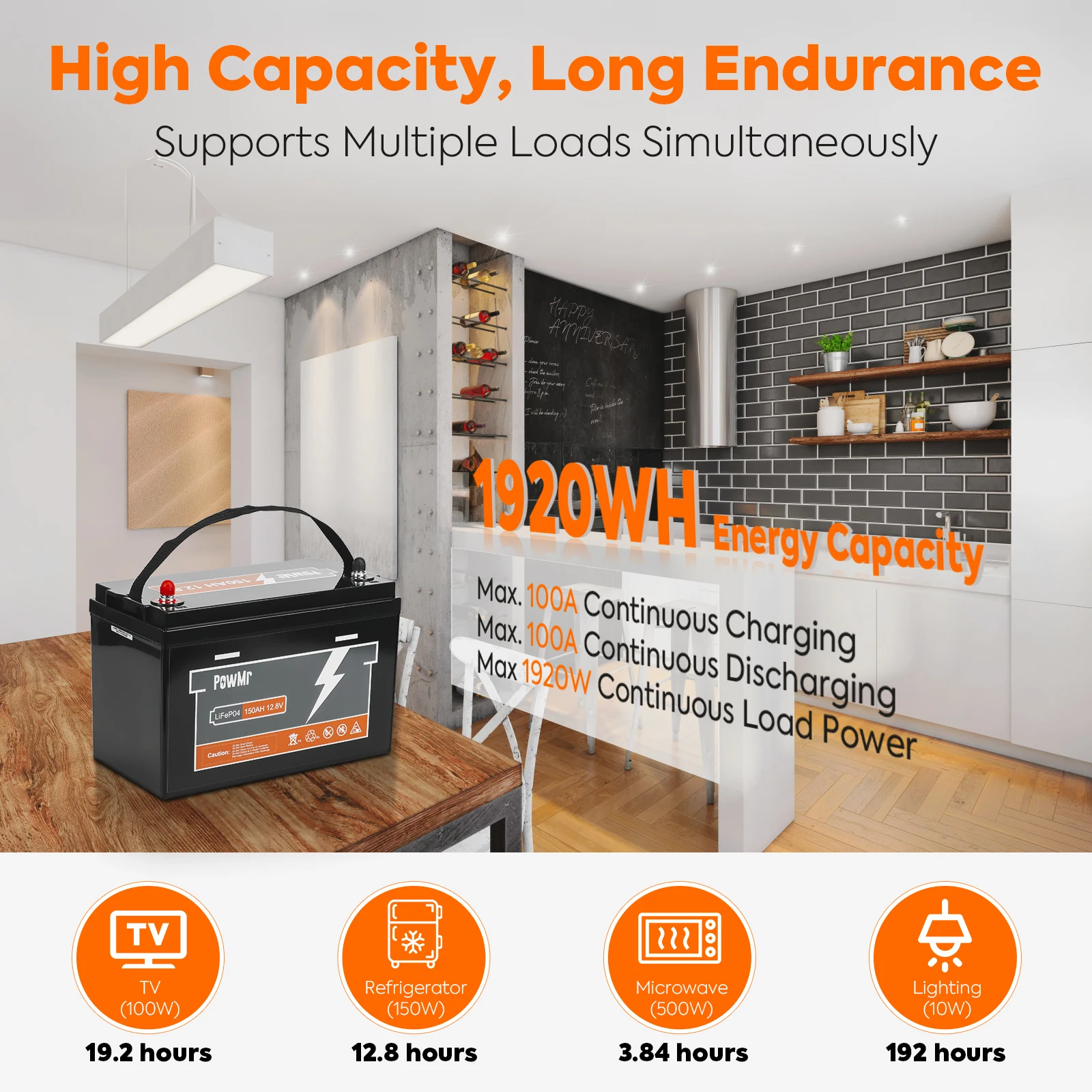 PowMr 100Ah 150Ah 200Ah 300Ah LiFePo4 Аккумулятор емкостью 12 В 24 Литий-железо-фосфатный