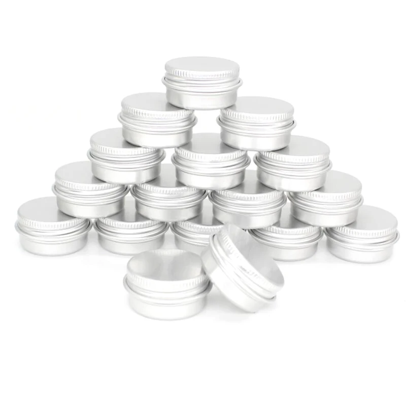 

50pcs/lot 5g 10g 15g 20g 30g 40g 50g 60g Aluminum Cream Jar Pot Nail Art Makeup Lip Gloss Empty Cosmetic Metal Tin Containers