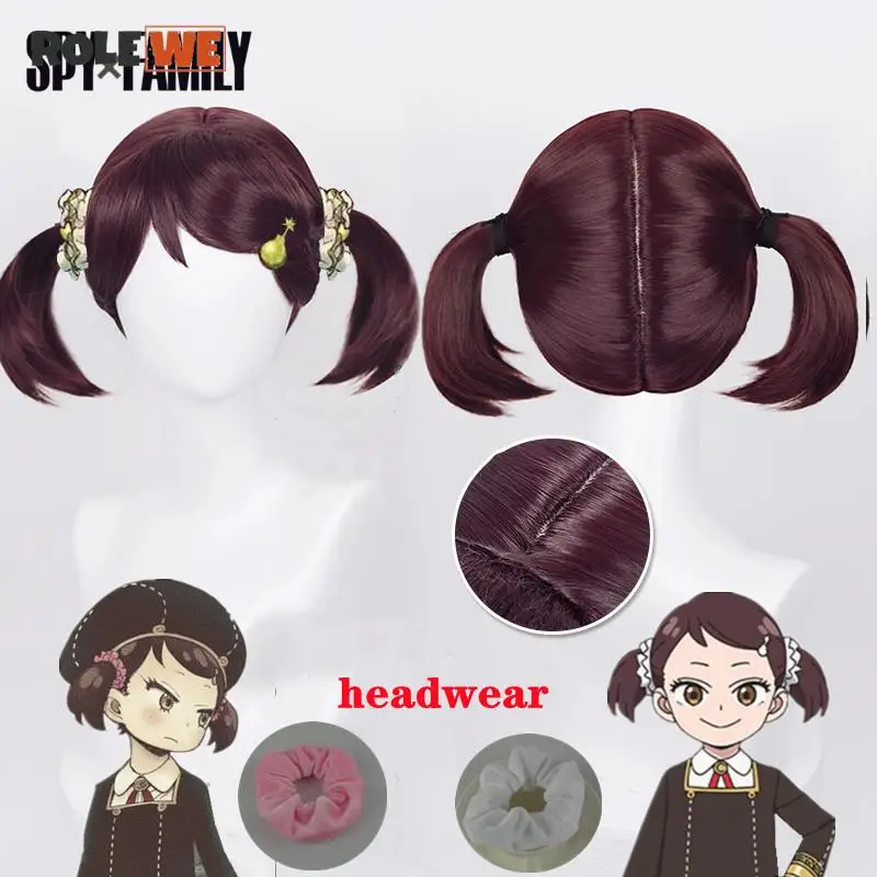 

Anime SPY×FAMILY Cosplay Becky Blackbell Wig 30cm Short Red Brown Hair Heat Resistant Synthetic Wigs + a pair of headwear