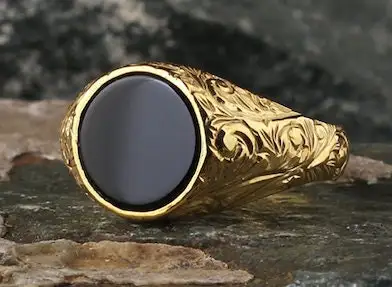 

24k Gold Plated Men Ring-Onyx Stone Ring- Gold rings for Men-Handmade Mens Ring-men Onyx Wedding Ring-Black Onyx Signet Ring