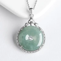 burmese jade donut pendant certificate carved necklace 925 silver jewelry vintage natural gifts for women green luxury jadeite