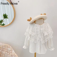 freely move 2022 autumn girls blouse long sleeve lace collar children kids girl tops fashion cotton casual shirts for girls