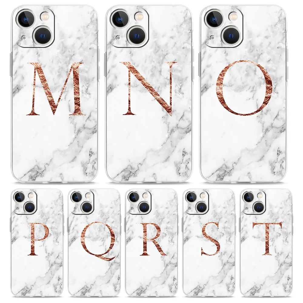 

for Apple iPhone 13 Pro Max 12 Mini Soft TPU Capa 7 8 Plus 6 6S+ 5 5S X XS XR Phone Case iPhone 11 Letter Rose Marble M-X Shell